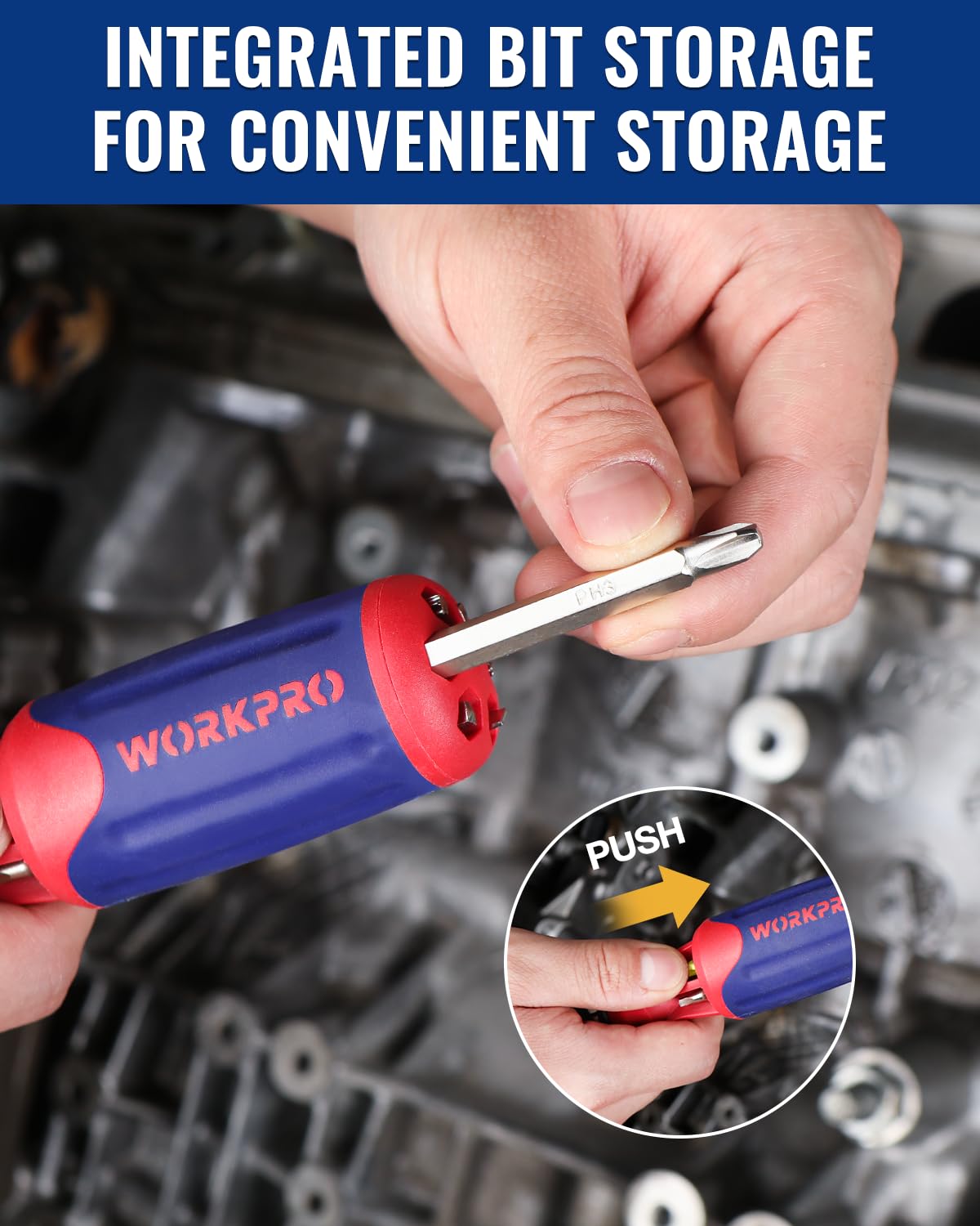 WORKPRO ergonomic slip-resistant grip reduces hand fatigue during extended projects.