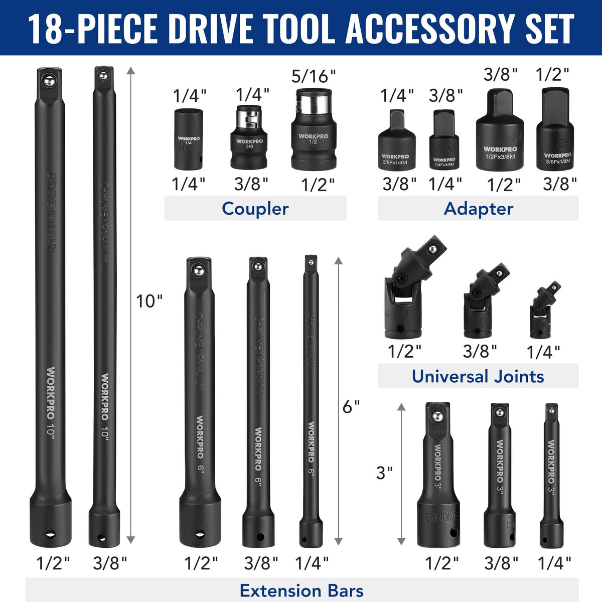 WORKPRO extension bar 3inch for tight space access