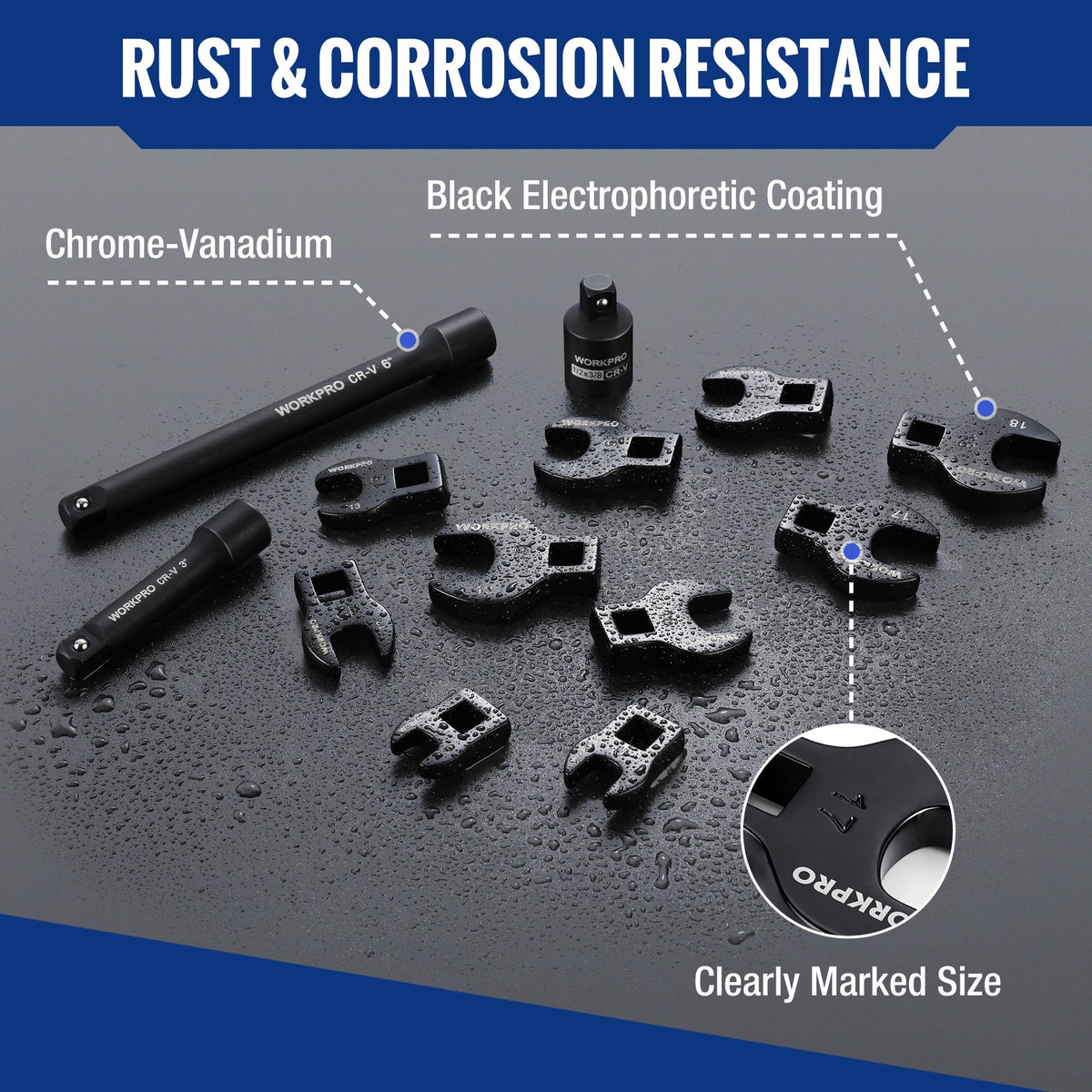 WORKPRO extension bars in 3 and 6 inches extend reach in tight spaces.