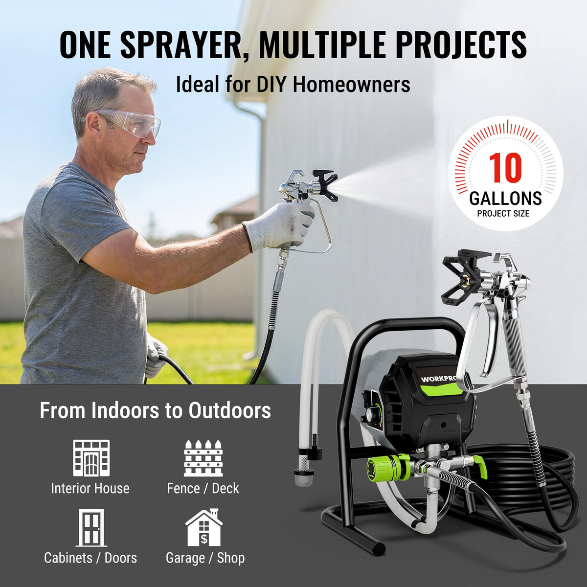 WORKPRO extension rod 30cm helps reach tall walls with less effort.