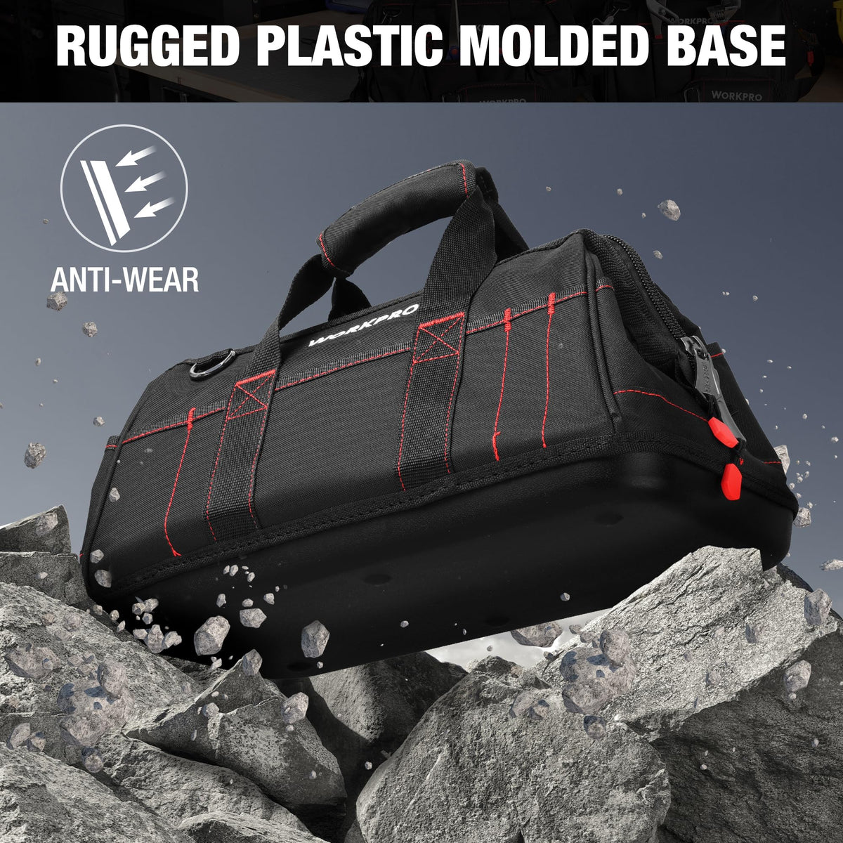 WORKPRO exterior pockets provide fast access to frequently used tools while on site.