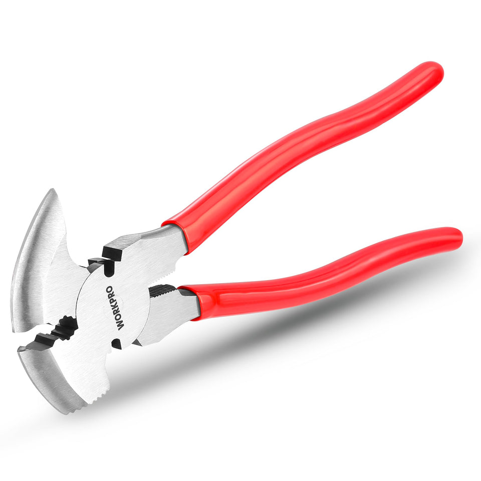 WORKPRO fencing pliers cutting wire for fast fence installation.