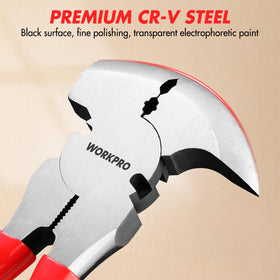 WORKPRO fencing pliers hammer-head for controlling nail driving.