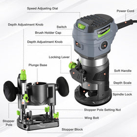 WORKPRO fixed base attached for stable, accurate routing.