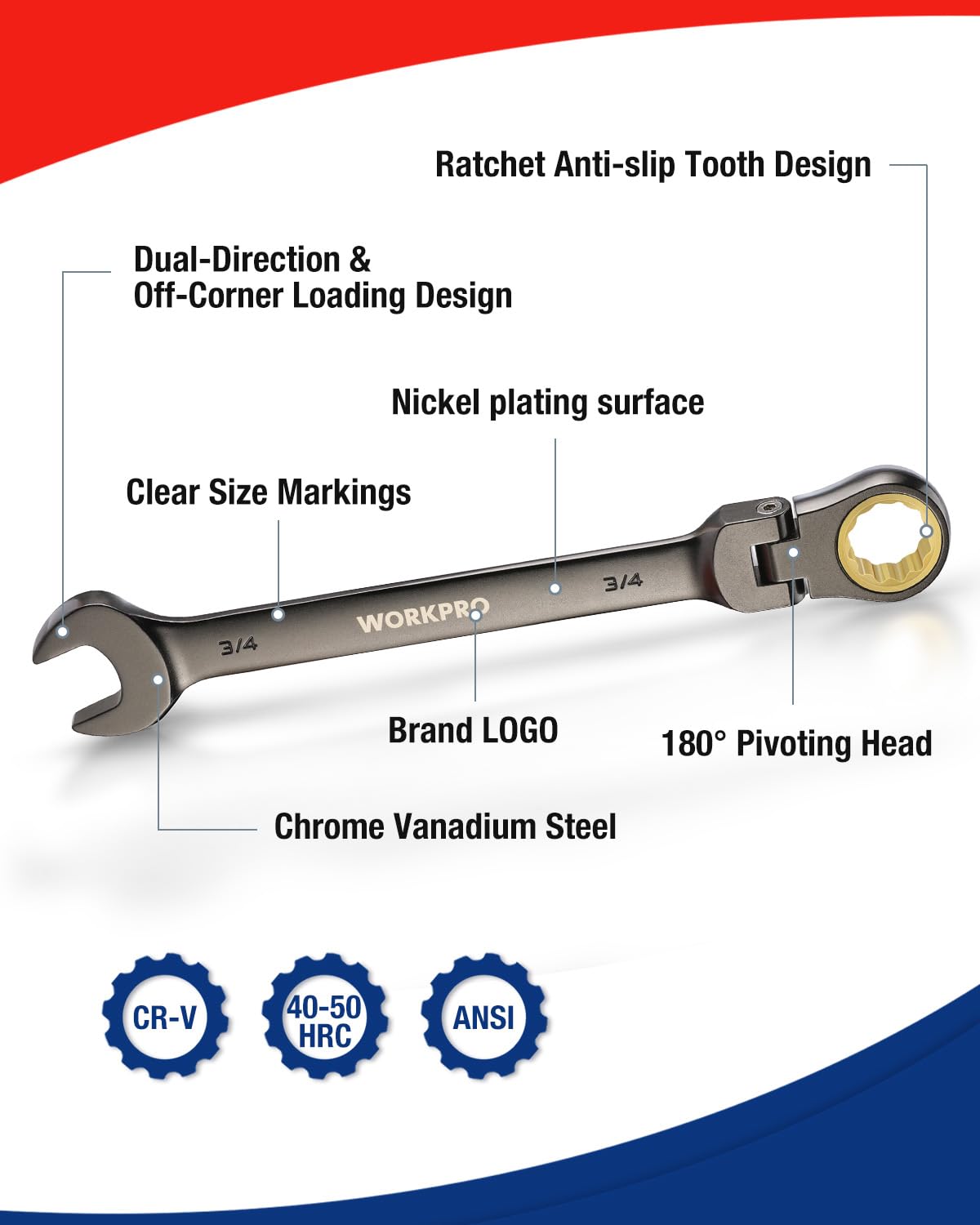 WORKPRO 5/8 inch wrench set in storage bag