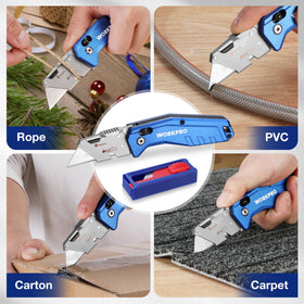 WORKPRO belt clip and foldable design for portable, on-the-go use.