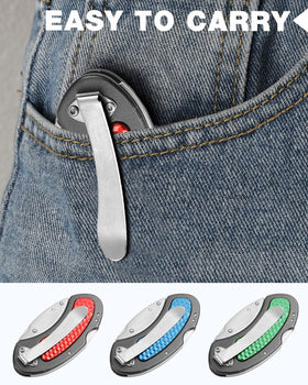 WORKPRO folding knife red aluminum handle with bold style.