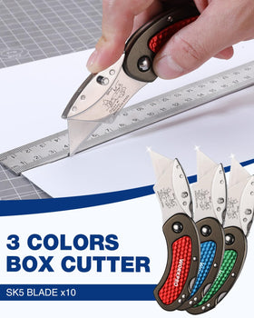 WORKPRO folding knife compact closed form fits pocket.