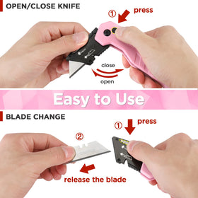 WORKPRO Folding Utility Knife ergonomic grip for comfortable use.
