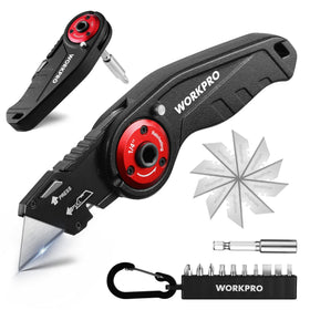 WORKPRO folding utility knife blade change for quick replacements