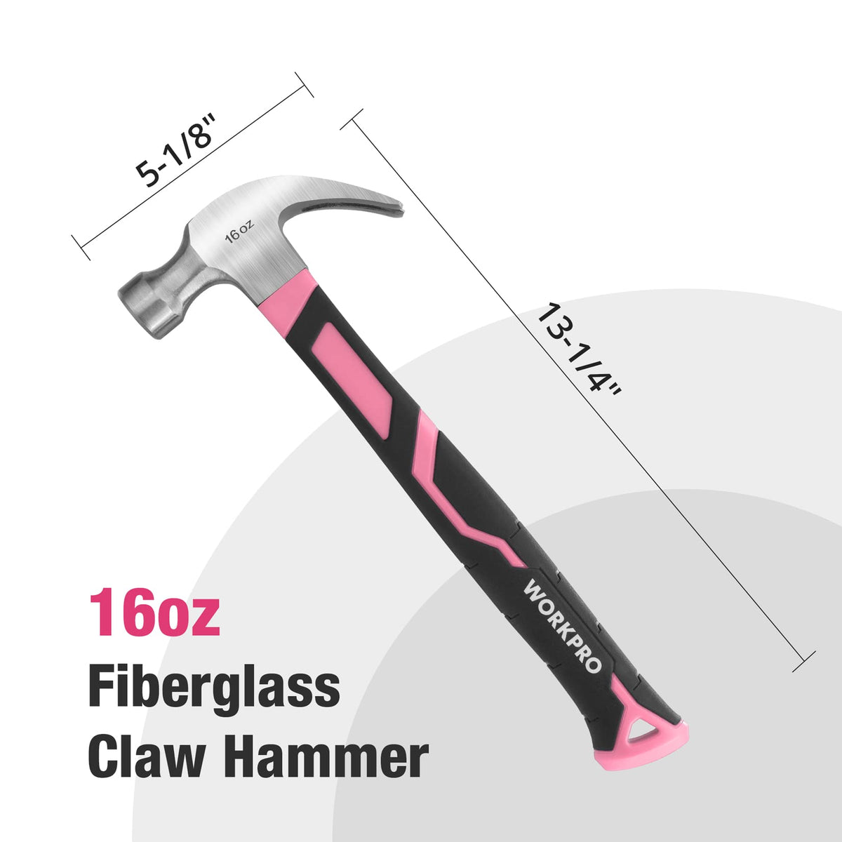 WORKPRO forged steel head with polished face enables precise, clean nail starts.
