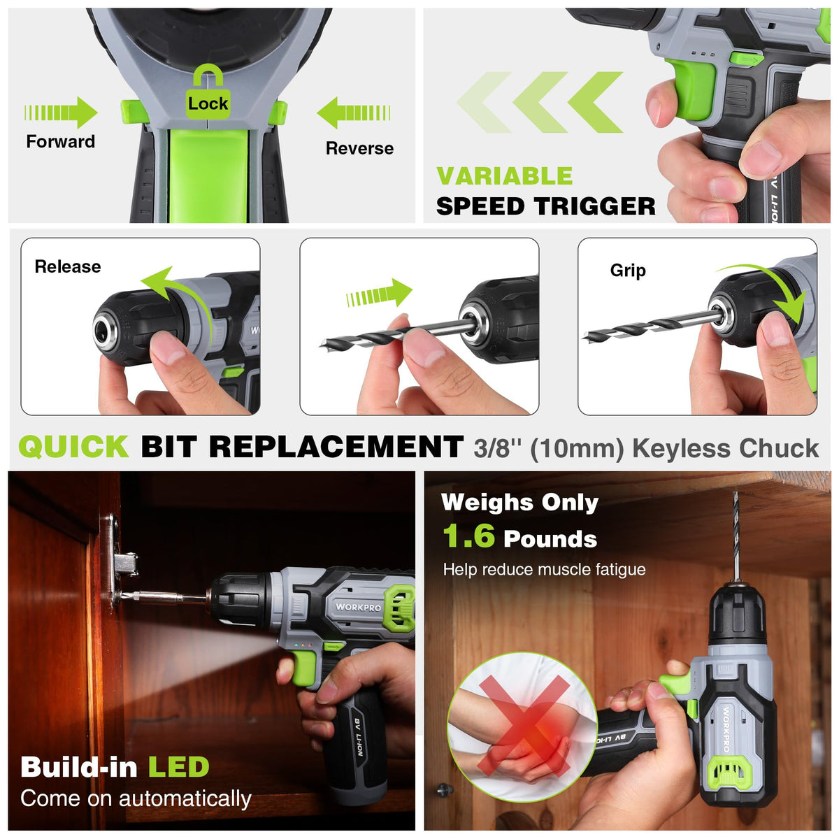 Workpro forward/reverse switch for tightening and removal