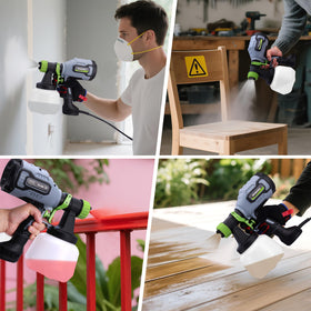 WORKPRO 600W motor powers efficient painting for fences, walls, and tables.
