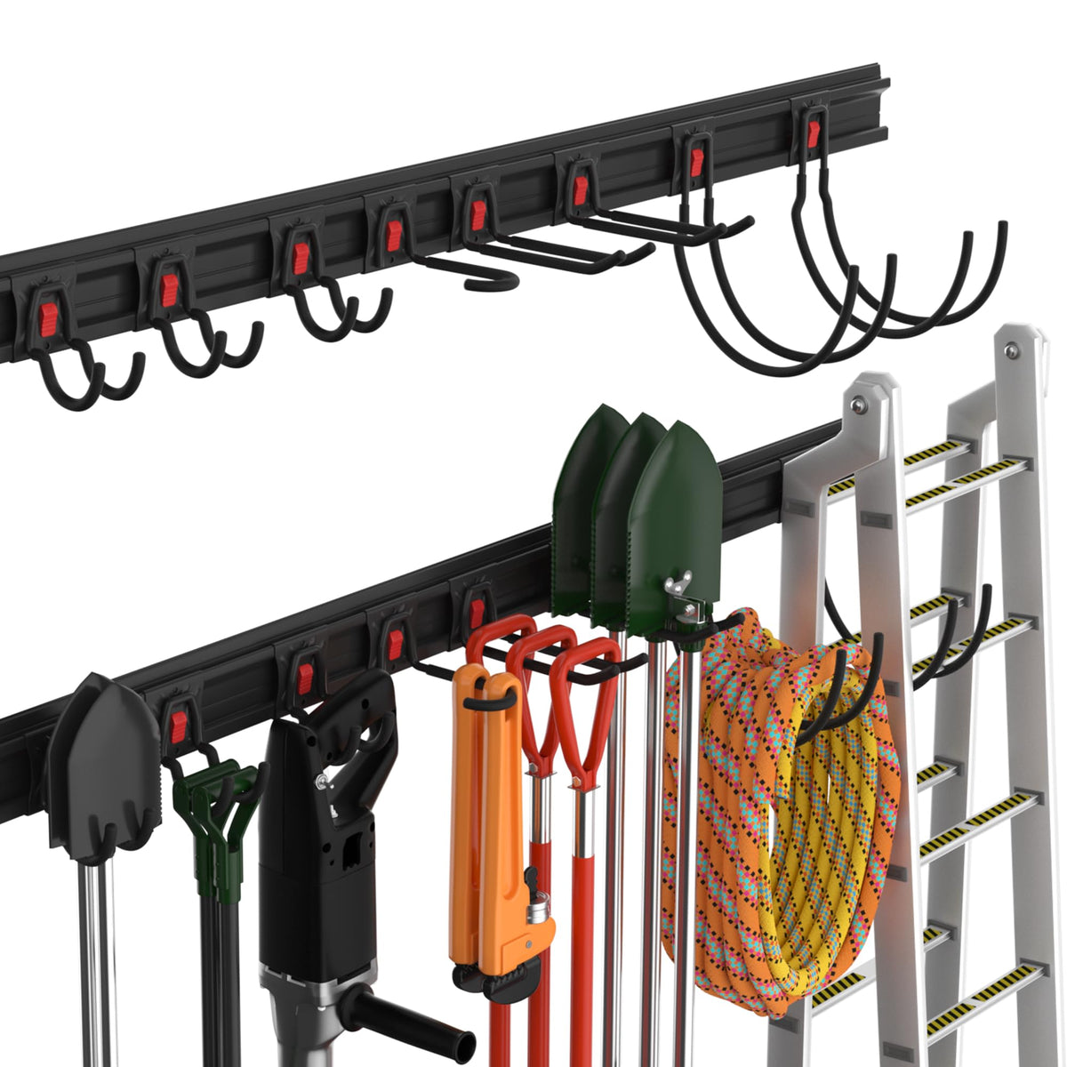 WORKPRO garage tool organizer wall mount with 64-inch rails for efficient storage