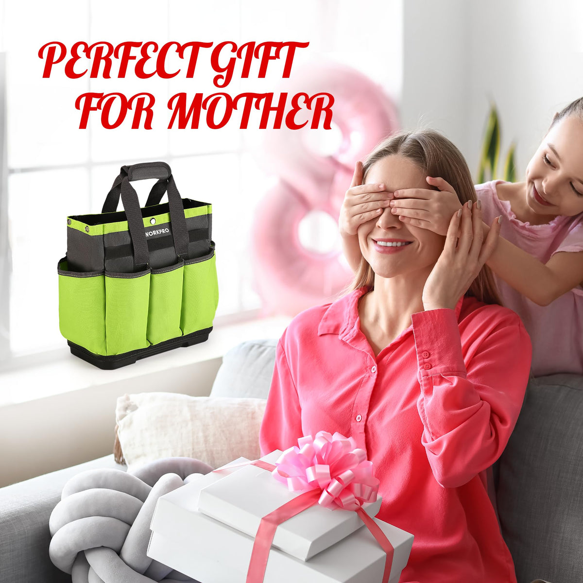 Compact tote stays upright and ready for quick access