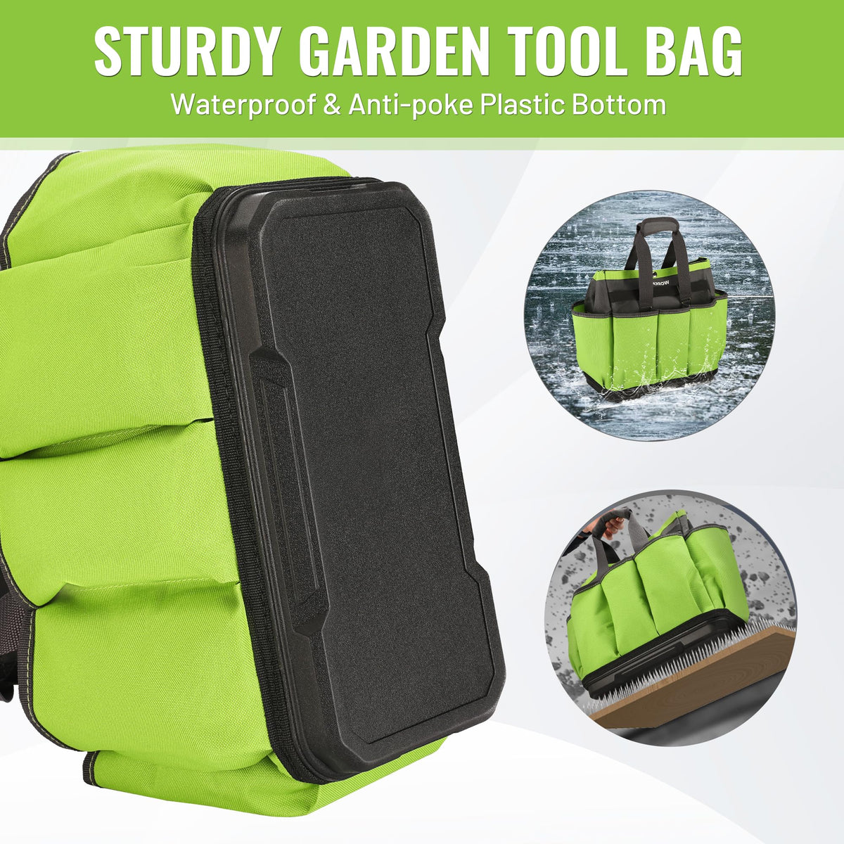Front and side pockets reveal deep, secure 7.5-inch tool holders