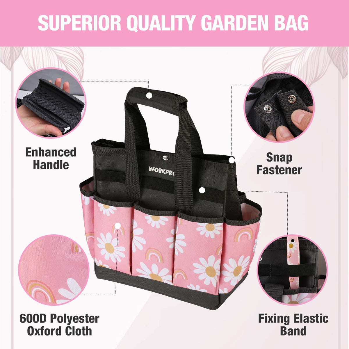 Bottom reinforced PE board in WORKPRO bag for upright stability