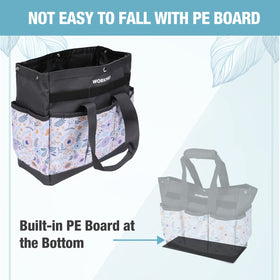 WORKPRO Garden Tool Bag bottom reinforcement keeps bag upright.