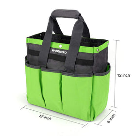 WORKPRO Garden Tool Bag reinforced bottom keeps the bag standing upright on work surfaces.