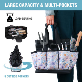 WORKPRO Garden Tool Bag deep pockets secure tools during work.