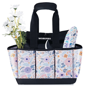 WORKPRO Garden Tool Bag front view with quick-access pockets for tools.