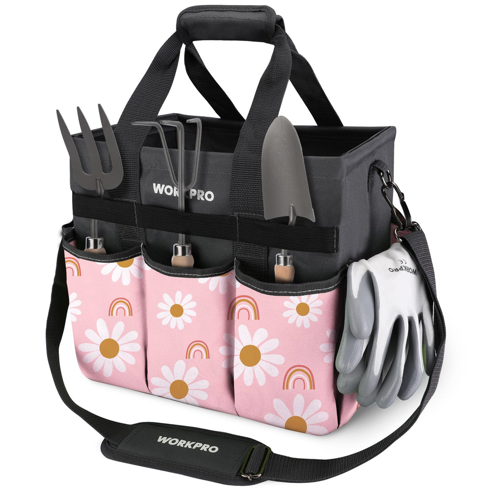 WorkPRO Garden Tool Bag with interior pockets to organize tools for quick access.