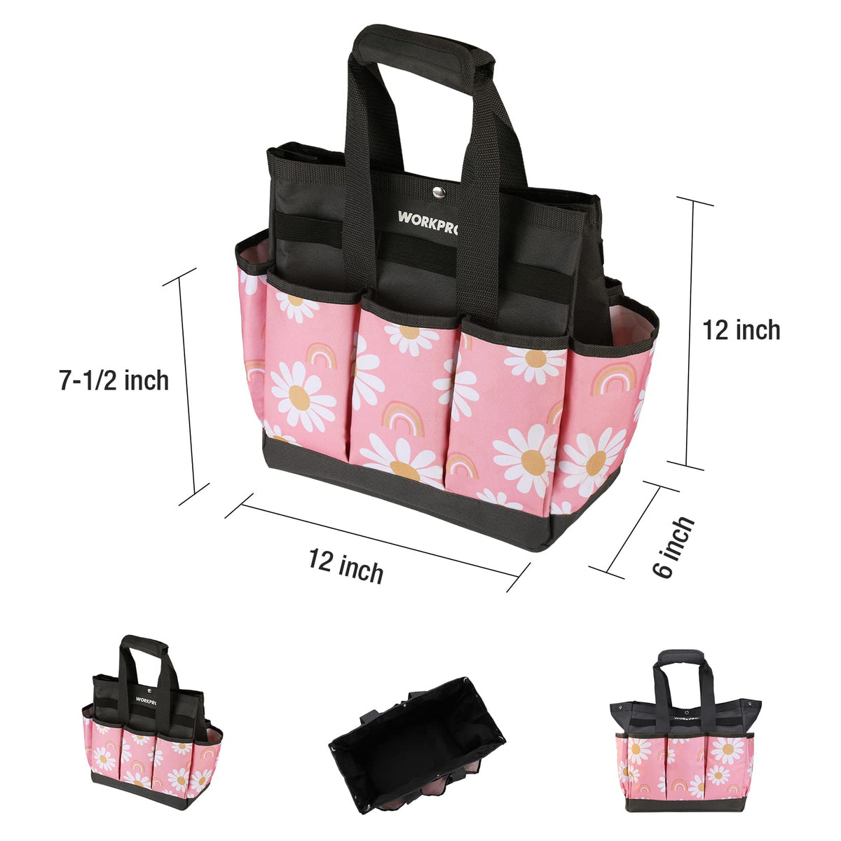 Interior view of WORKPRO bag showing nine pockets for organized tools
