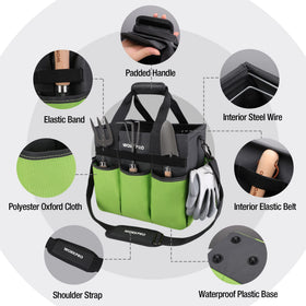 WORKPRO Garden Tool Bag Interior pockets keep tools sorted for efficient gardening.