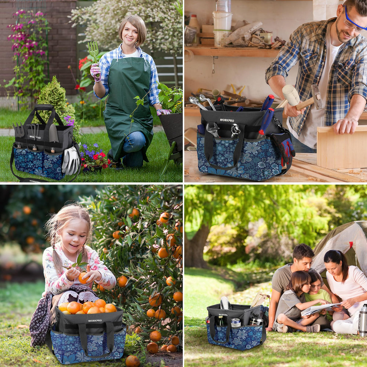 Multifunctional storage bag suited for garden and home organization