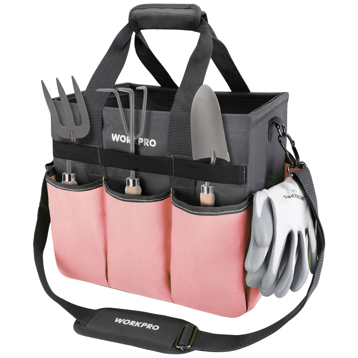 WORKPRO garden tool bag with wide mouth for quick tool access