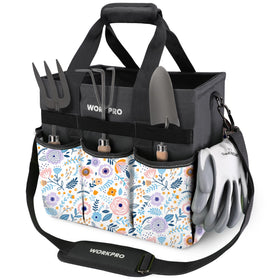WORKPRO Garden Tool Bag Organizer inside pockets for quick tool access.