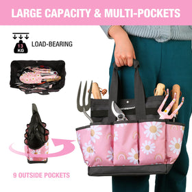 OUTSIDE pockets of WORKPRO garden tool bag for sprays and smaller items