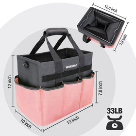 WORKPRO bag stands upright on a sturdy base for easy setup