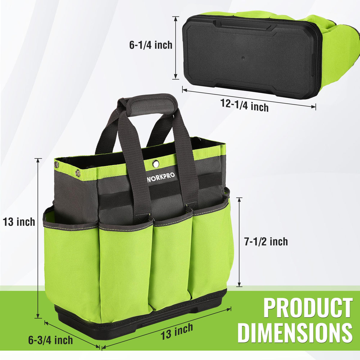 WORKPRO bag shows durable 600D fabric and soft interior lining for comfort