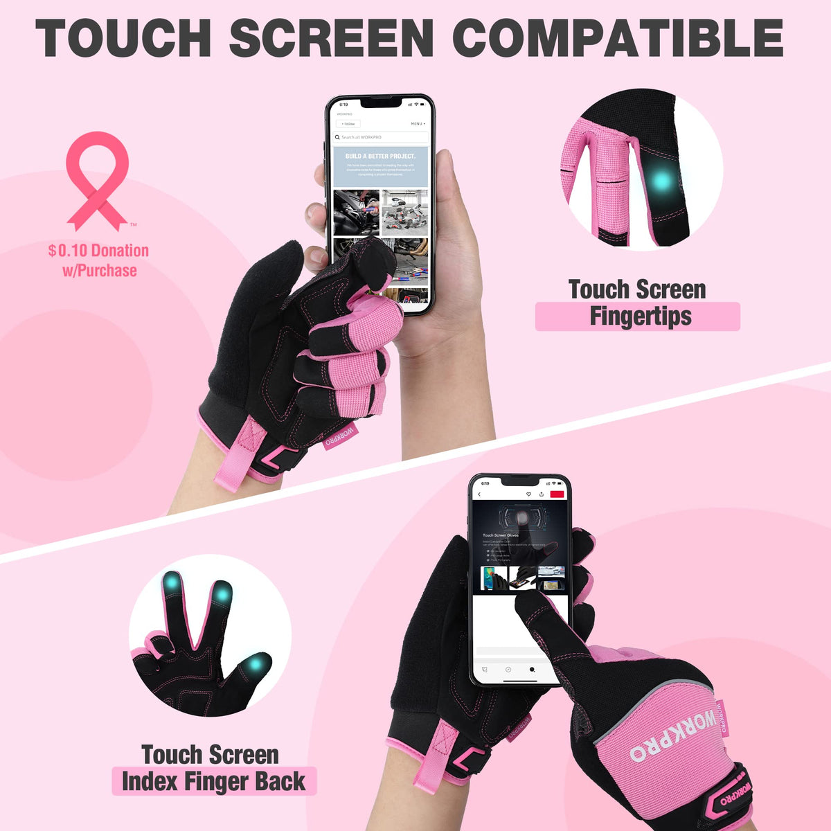 Workpro gloves terry thumb wipe keeps sweat away.