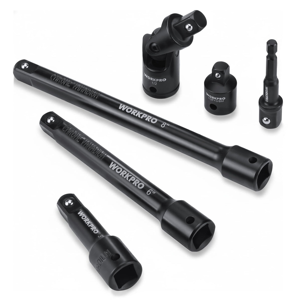 WORKPRO half-inch drive extension set in 3-inch length for tight spaces