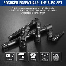 WORKPRO half-inch drive extension set in 8-inch length for hard-to-reach bolts