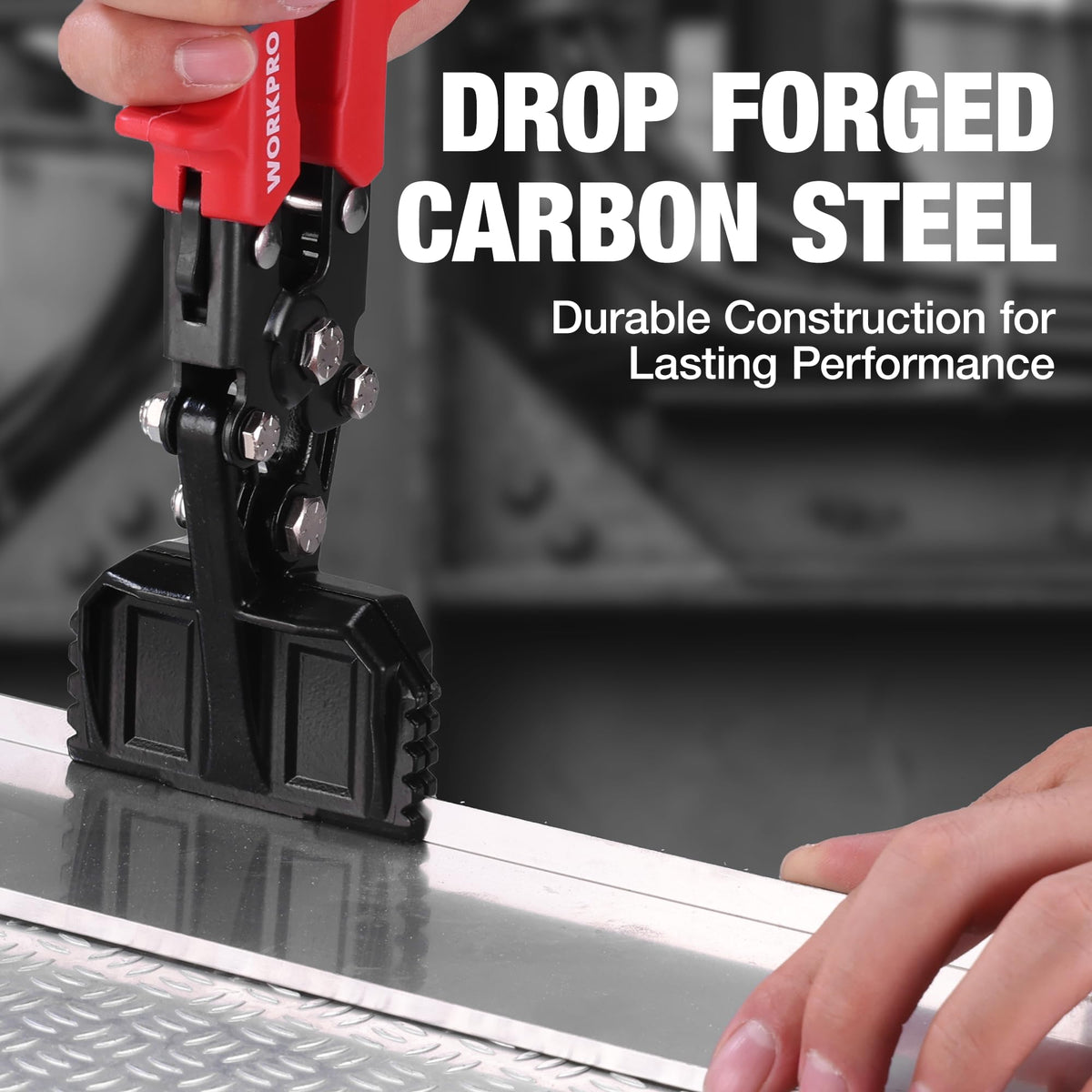 WORKPRO Hand Seamer carbon steel construction for durability in tough tasks.