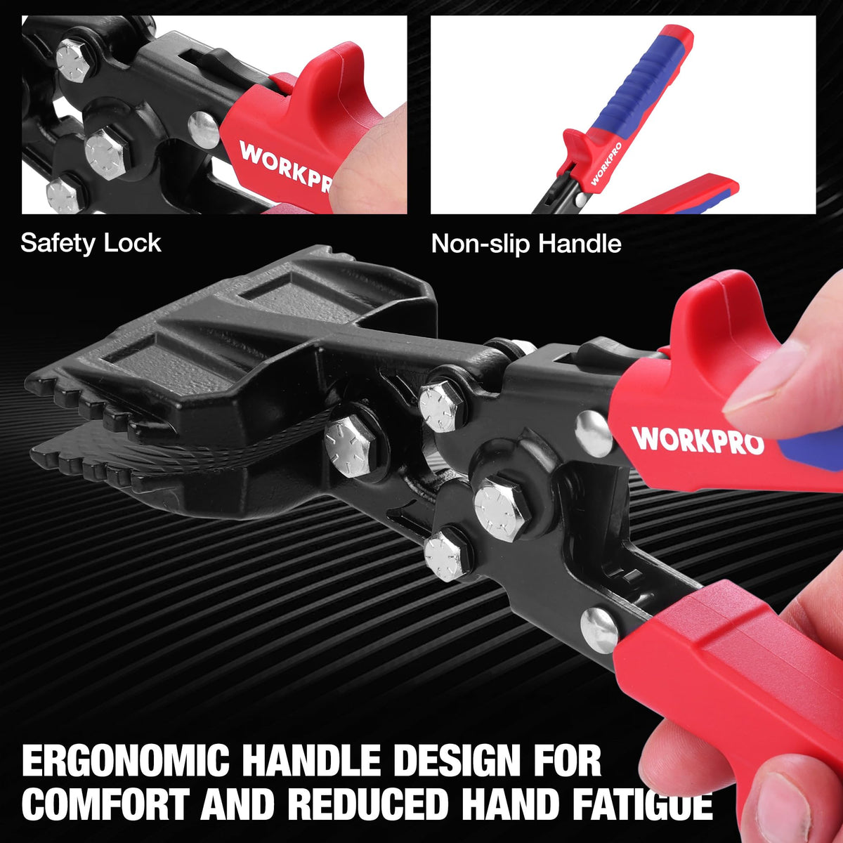 WORKPRO Hand Seamer compact design suited for tight spaces at a job site.