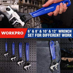 WORKPRO adjustable wrench with hanging hole design for easy storage and quick access