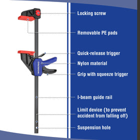 WORKPRO hardened steel bar detail highlights durable construction