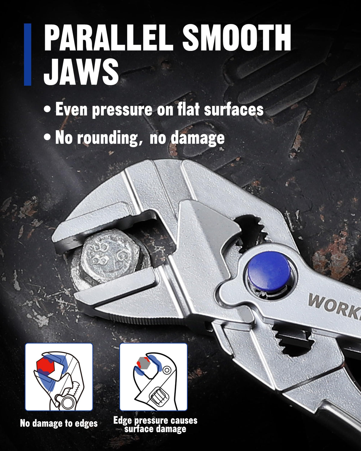 WORKPRO high-strength heat-treated steel construction for durable, long-lasting performance.