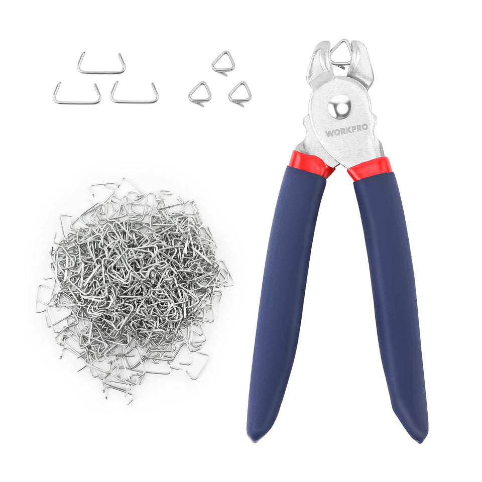 WORKPRO hog ring pliers close-up showing durable CR-V steel construction.