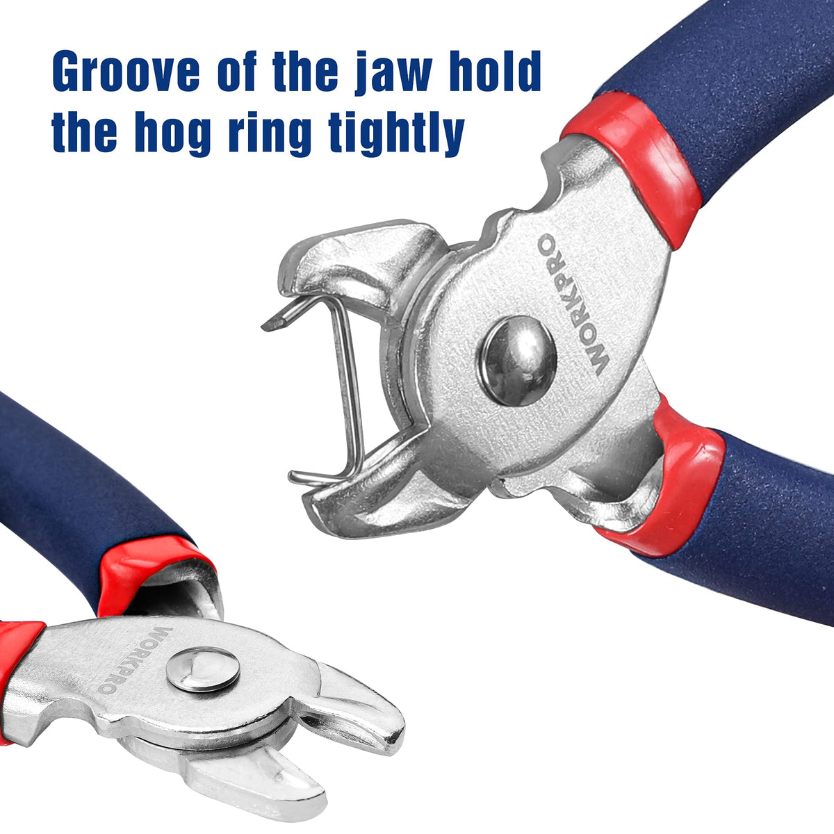 WORKPRO hog rings in meat casing project for clean attachment.