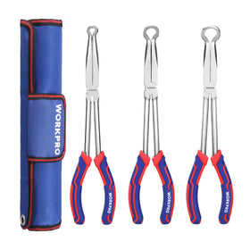 WORKPRO hose gripper set contents in three sizes for versatile reach.