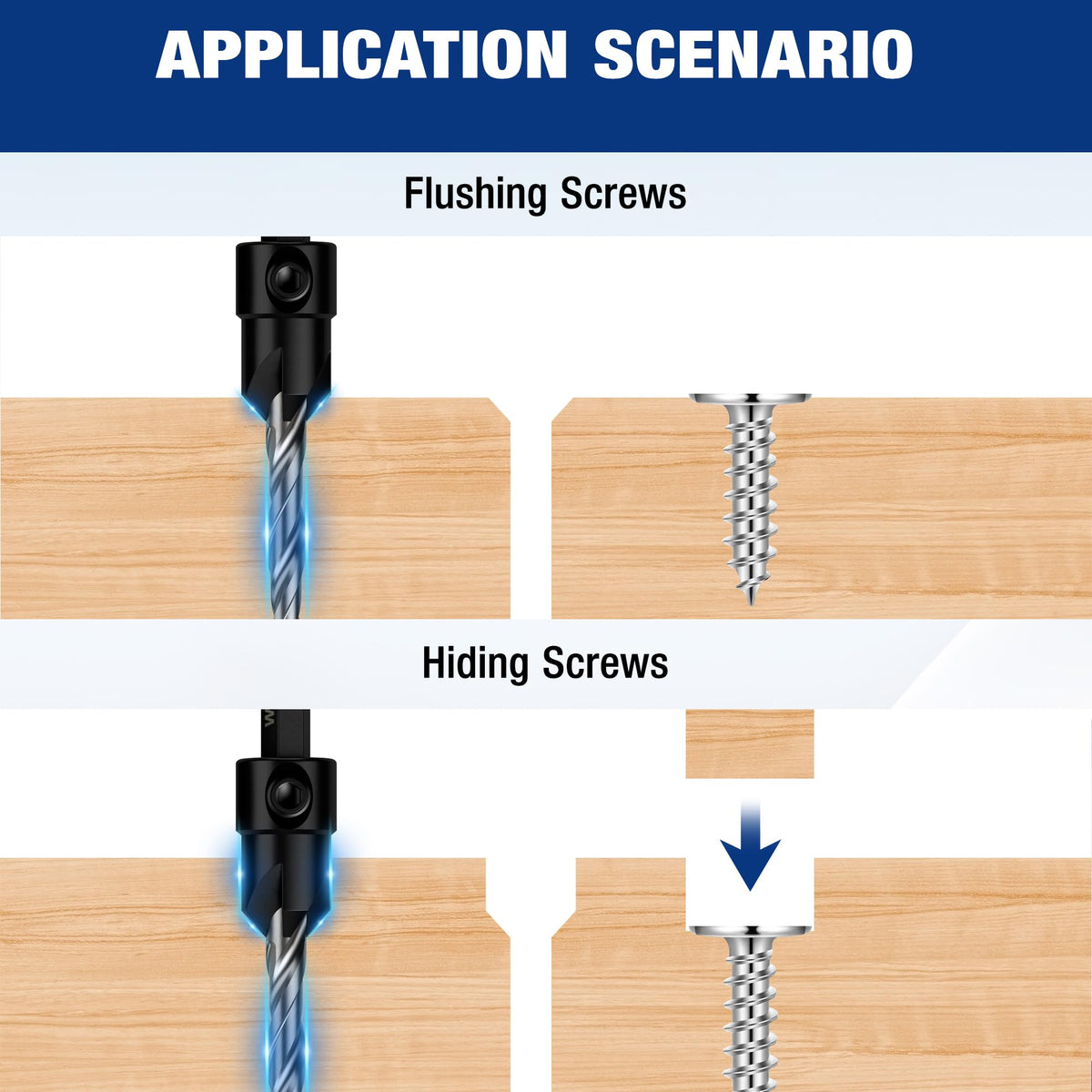 WORKPRO M2 high-speed steel countersink bits for durability