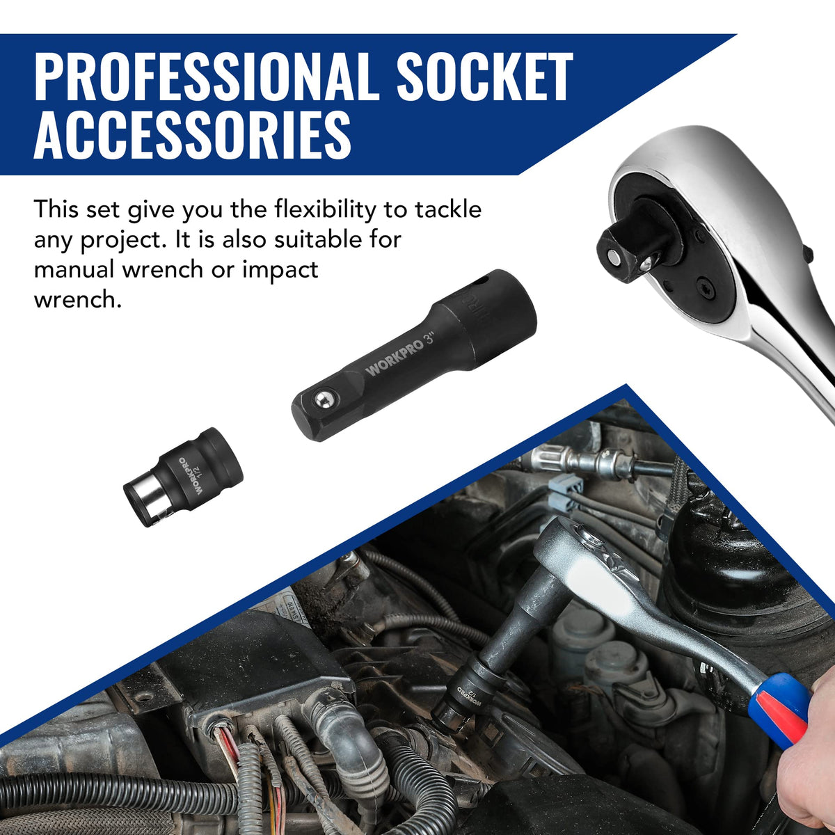 WORKPRO impact coupler converts drive interfaces for bolts