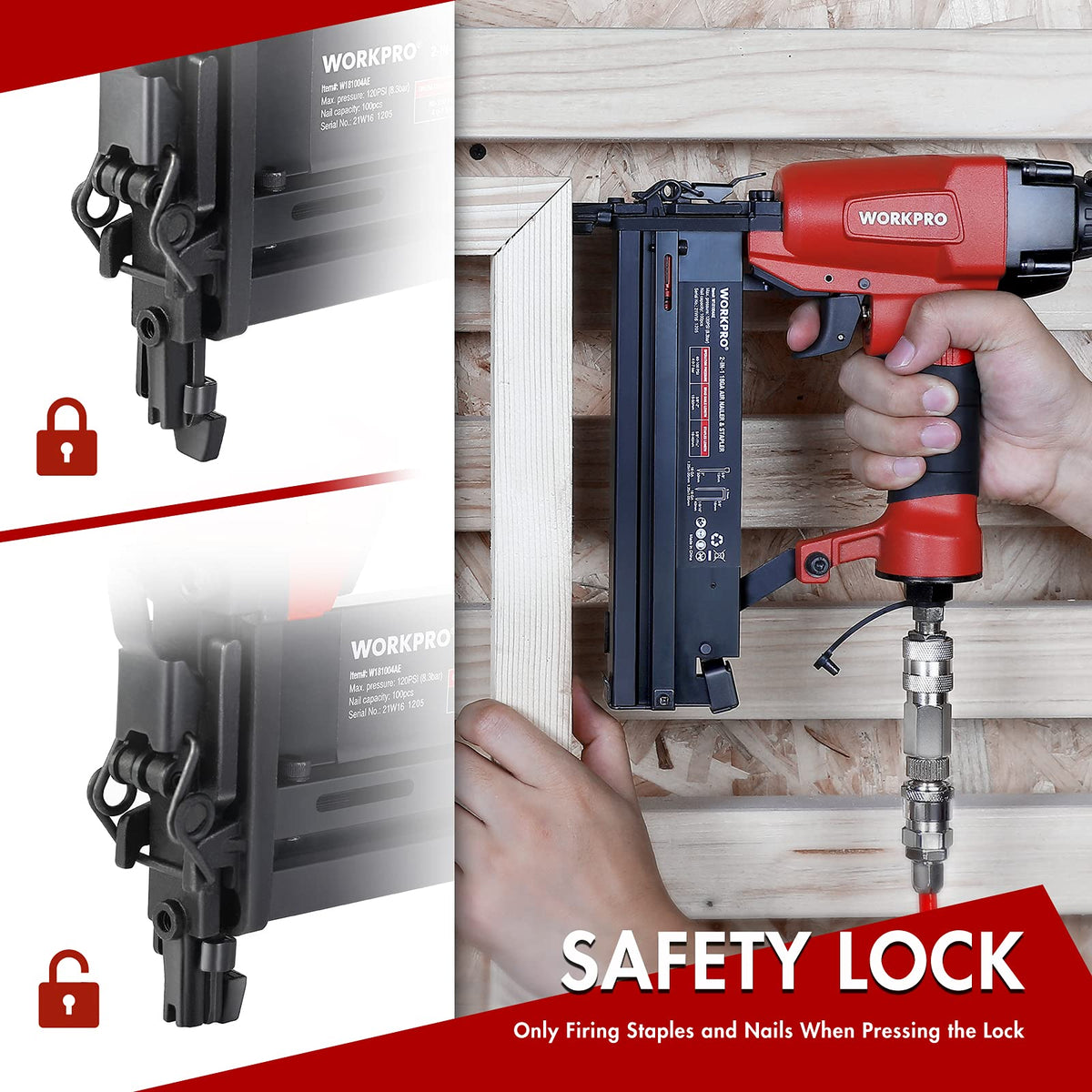 WORKPRO kit includes 400 brad nails and 300 staples for immediate use.