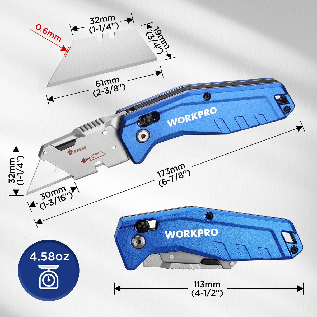 WORKPRO kit includes 10 extra blades for extended projects.
