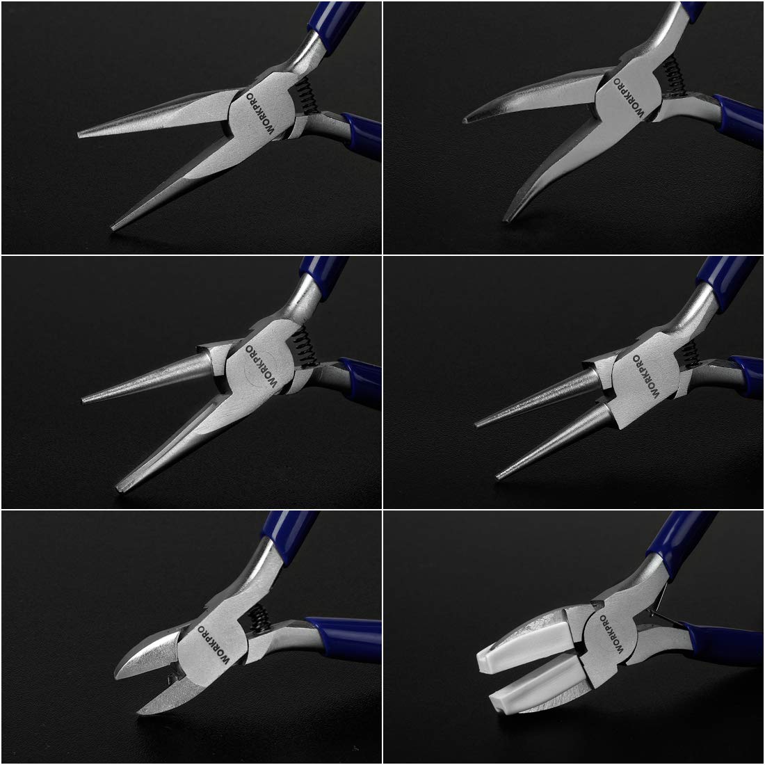 WORKPRO bent nose pliers reaching tight spaces with control